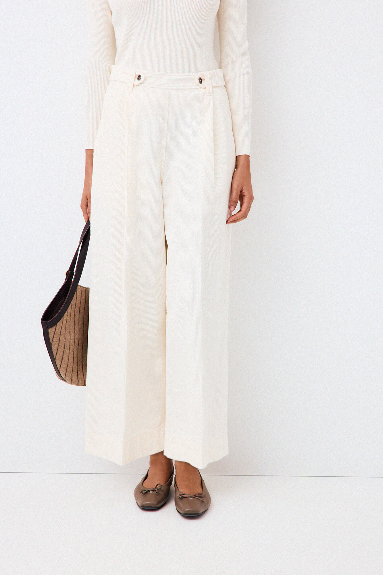 Pedro del Hierro Corduroy wide leg cropped trousers