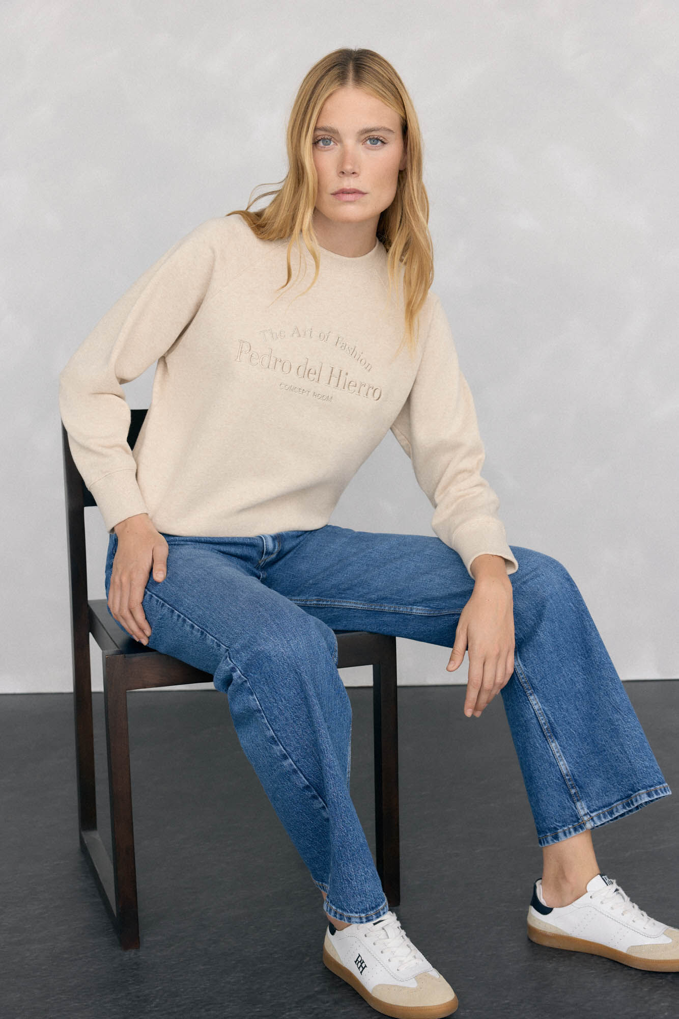 Pedro del Hierro Sweatshirt logo bordado Ecru