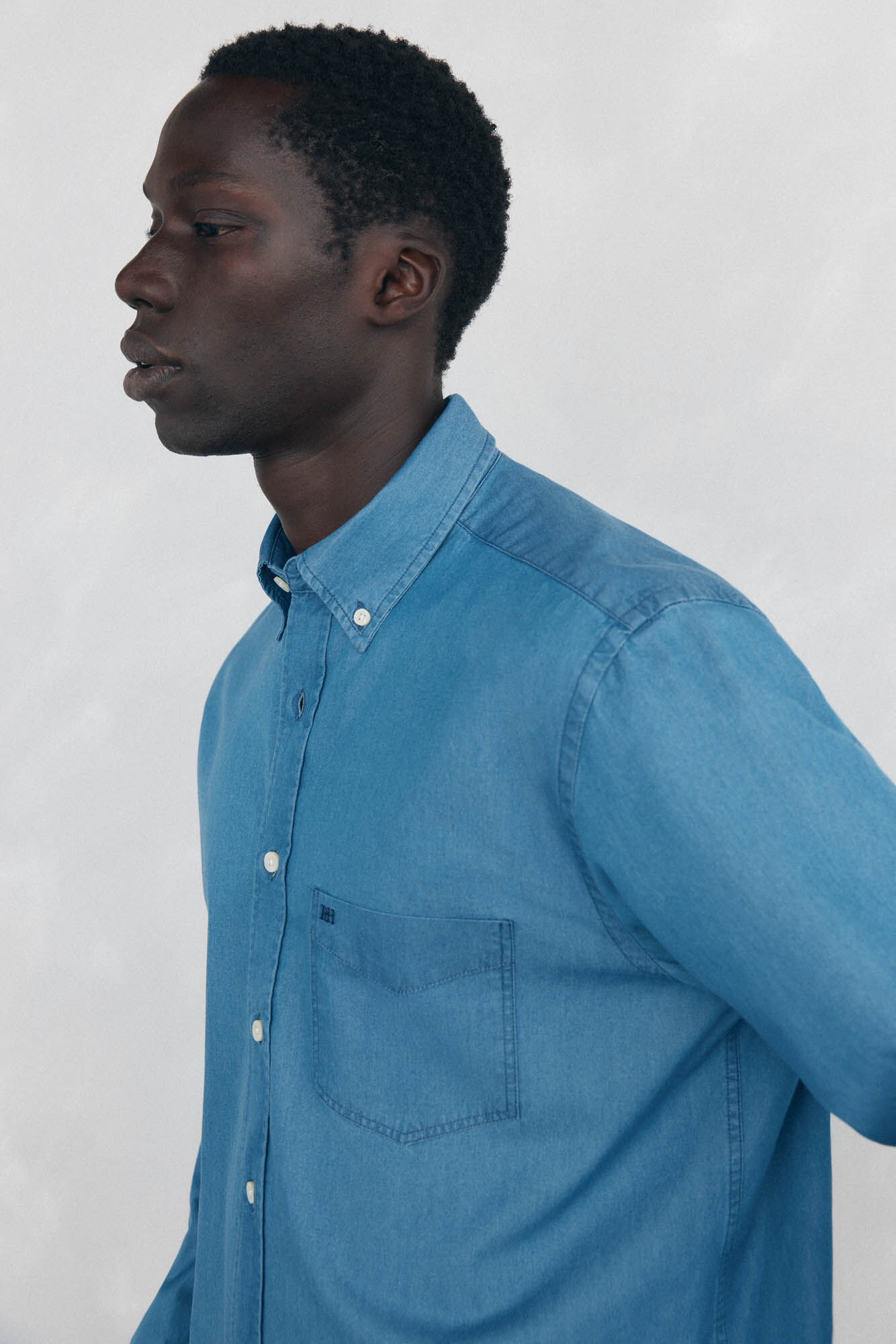 Pedro del Hierro Italian fabric denim shirt Blue