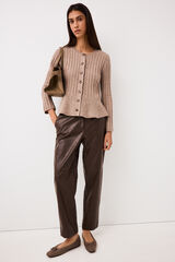 Pedro del Hierro Faux leather trousers Brown