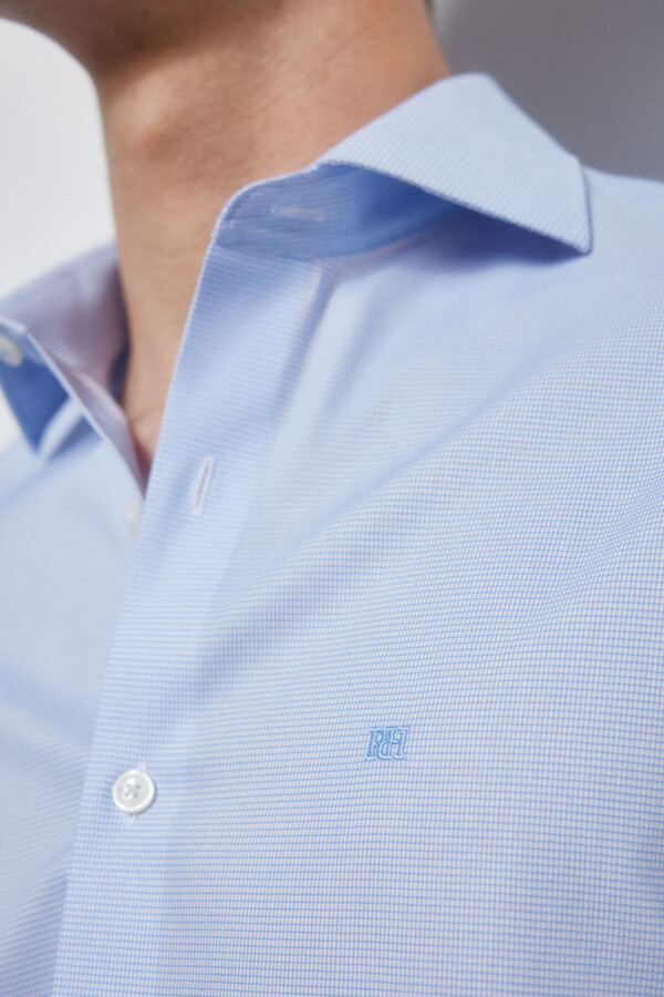 Pedro del Hierro Camisa formal quadrados non iron + antimanchas Azul