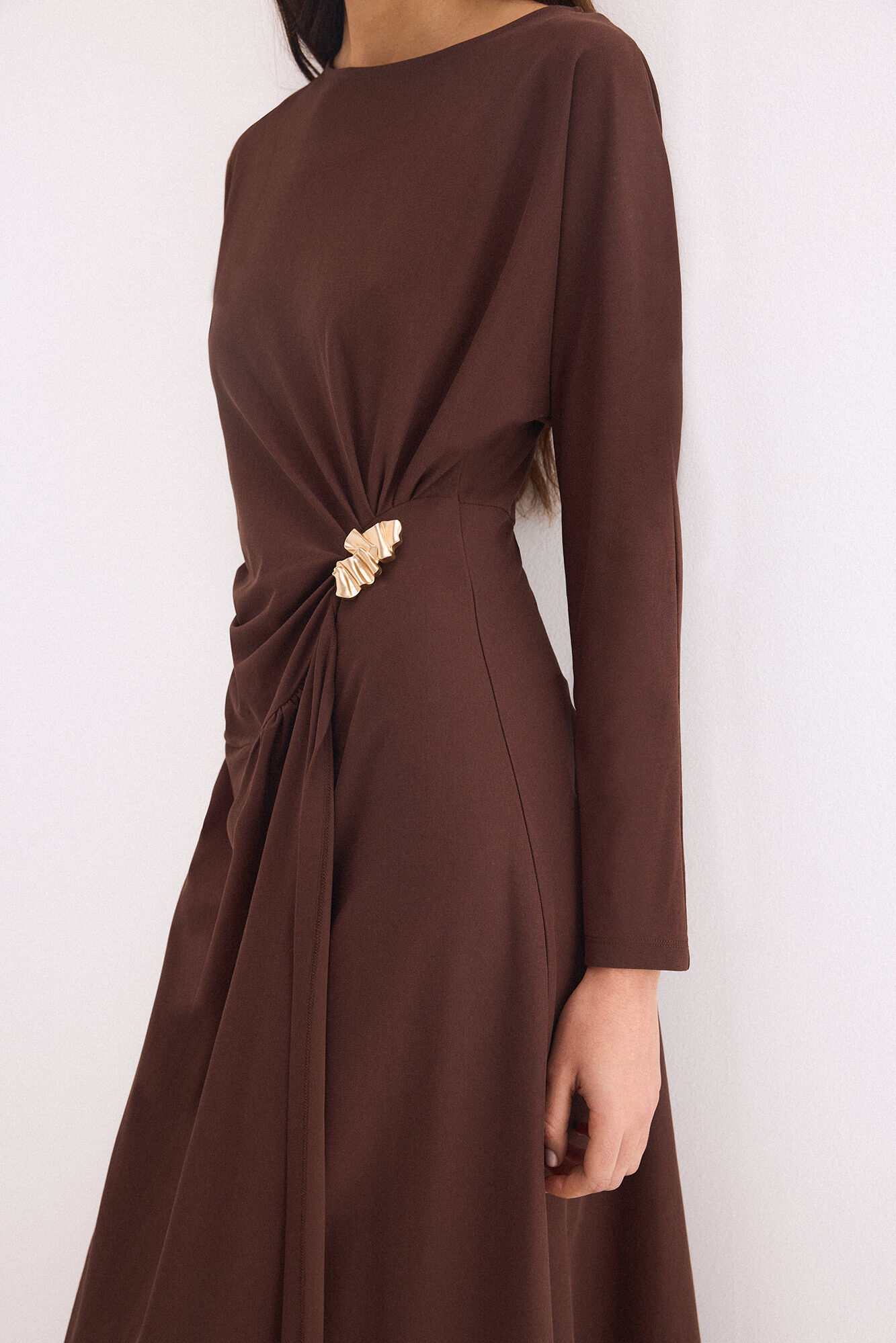 Pedro del Hierro Circular midi dress with gold brooch