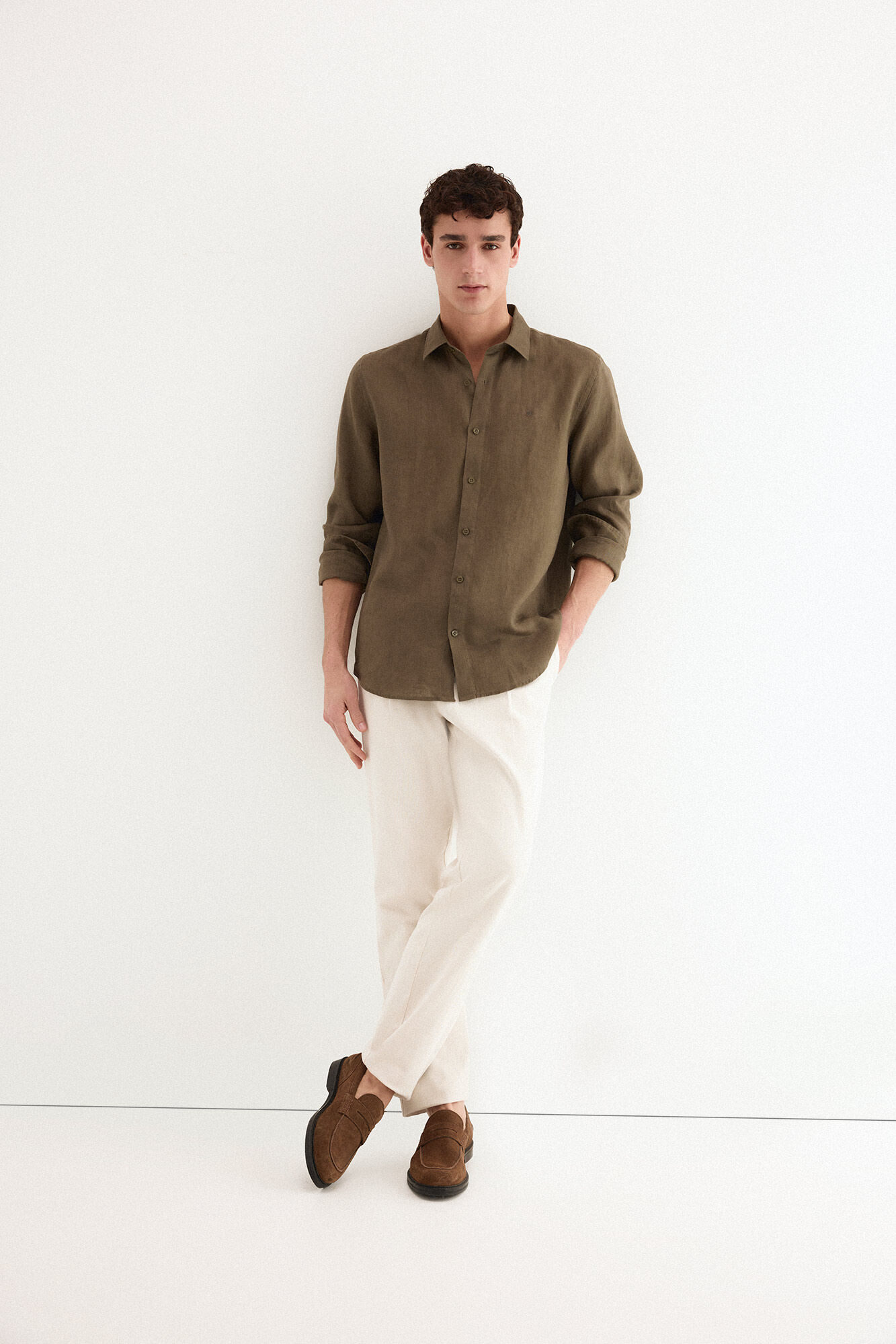 Pedro del Hierro Plain linen shirt Green
