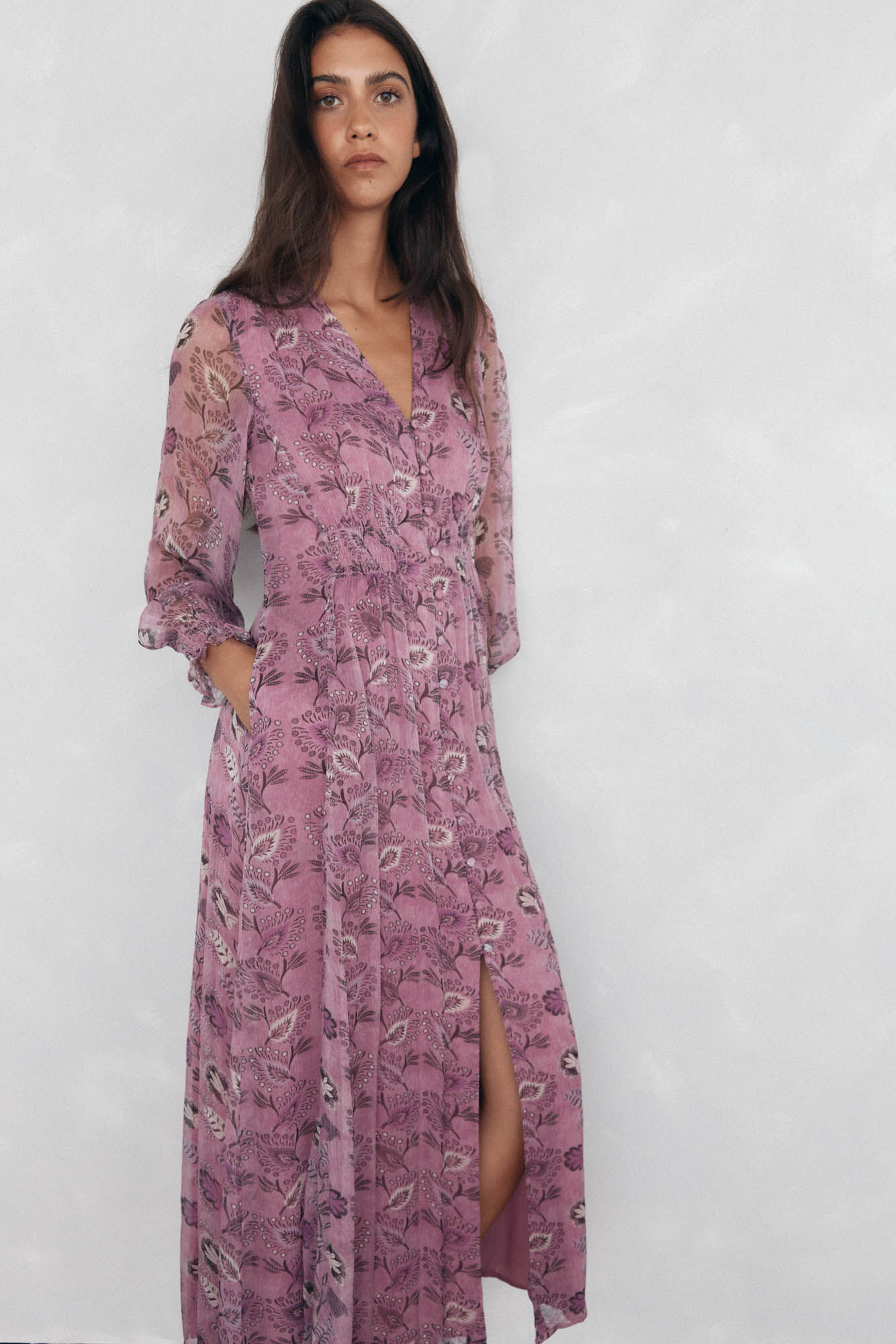 Pedro del Hierro Vestido comprido flu&iacute;do P&uacute;rpura