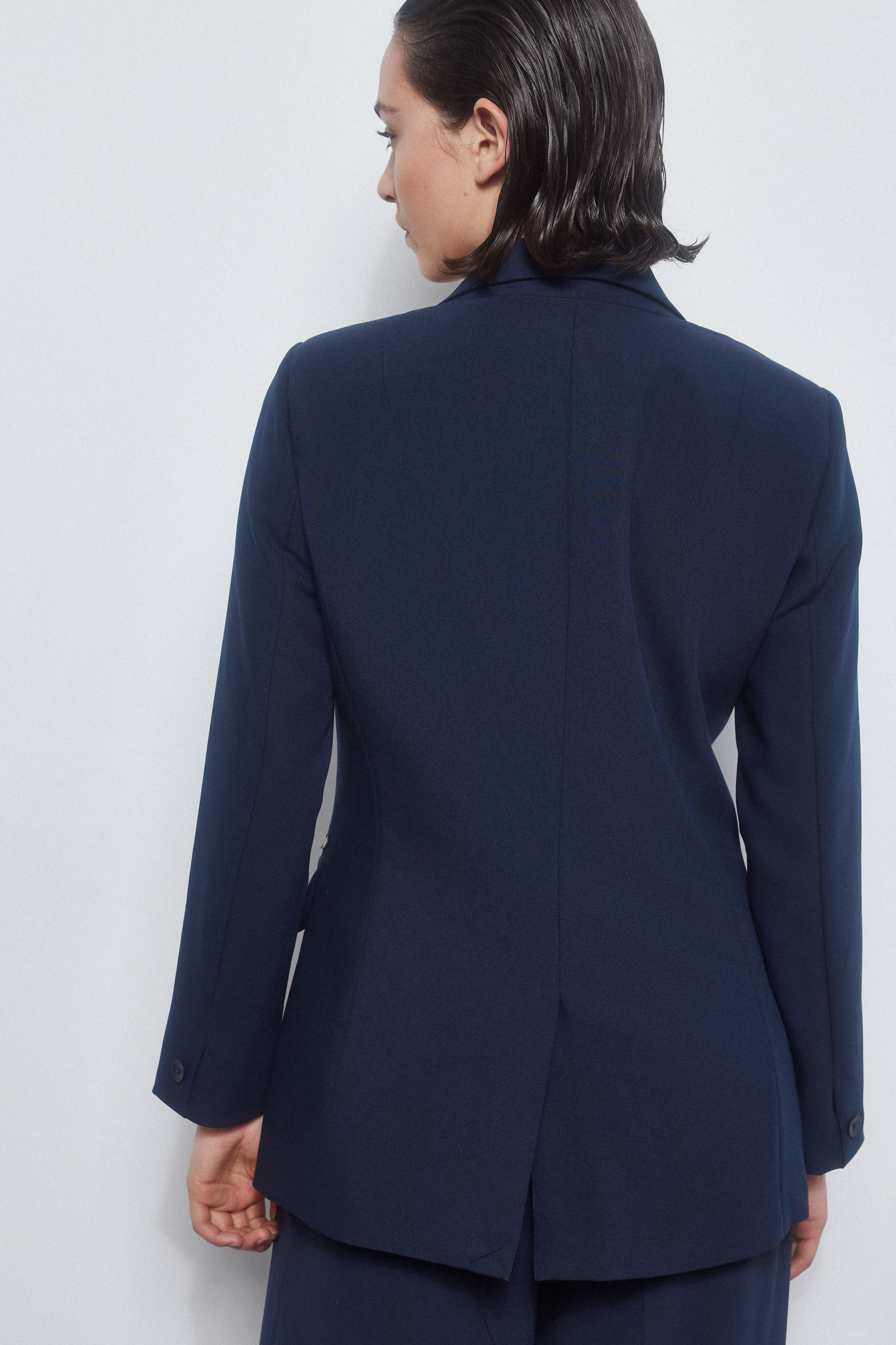 Pedro del Hierro Navy double-breasted blazer Blue