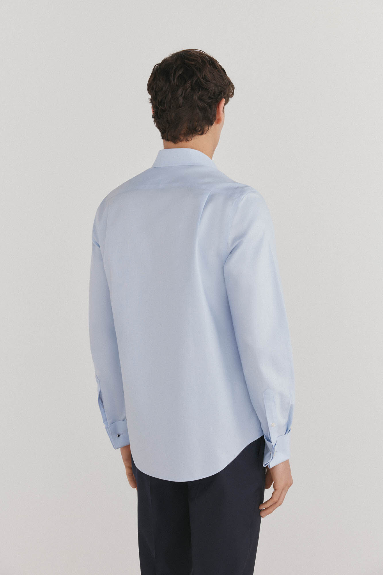 Pedro del Hierro Camisa lisa sem ferro + abotoaduras resistentes a manchas Azul