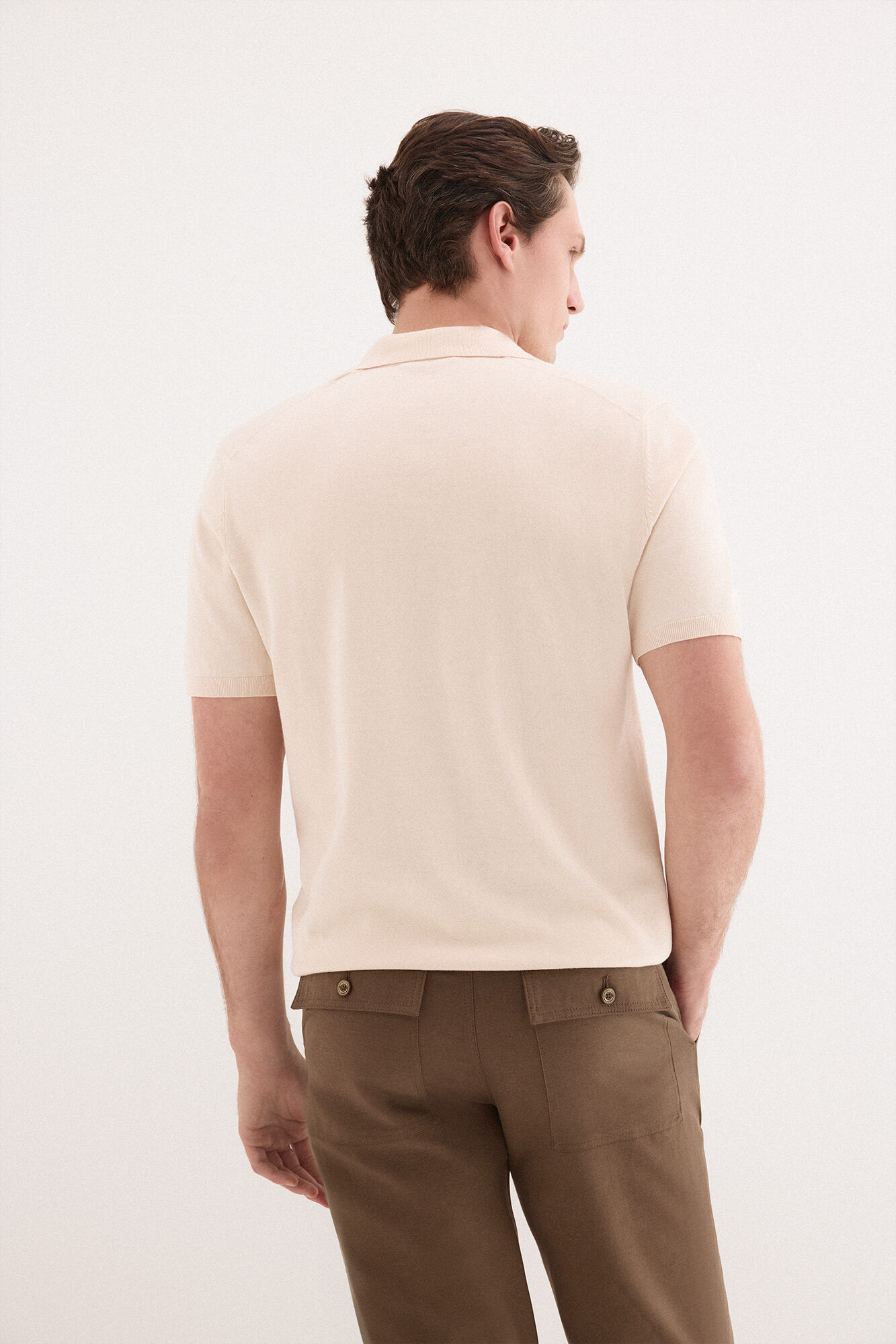 Pedro del Hierro Camisola polo premium manga curta em algod&atilde;o Beige