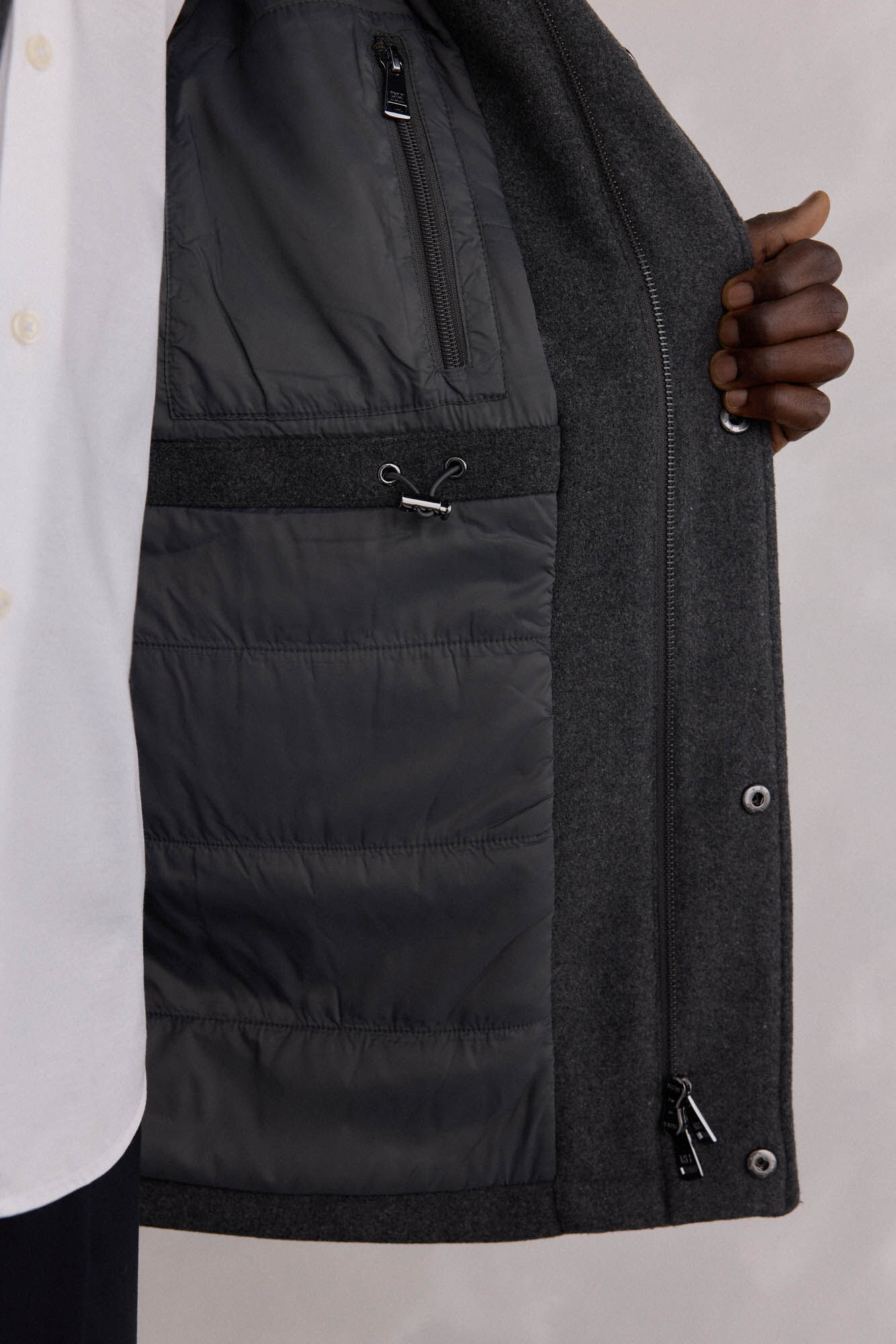 Pedro del Hierro Jaqueta de l&atilde; com bolsos Cizento