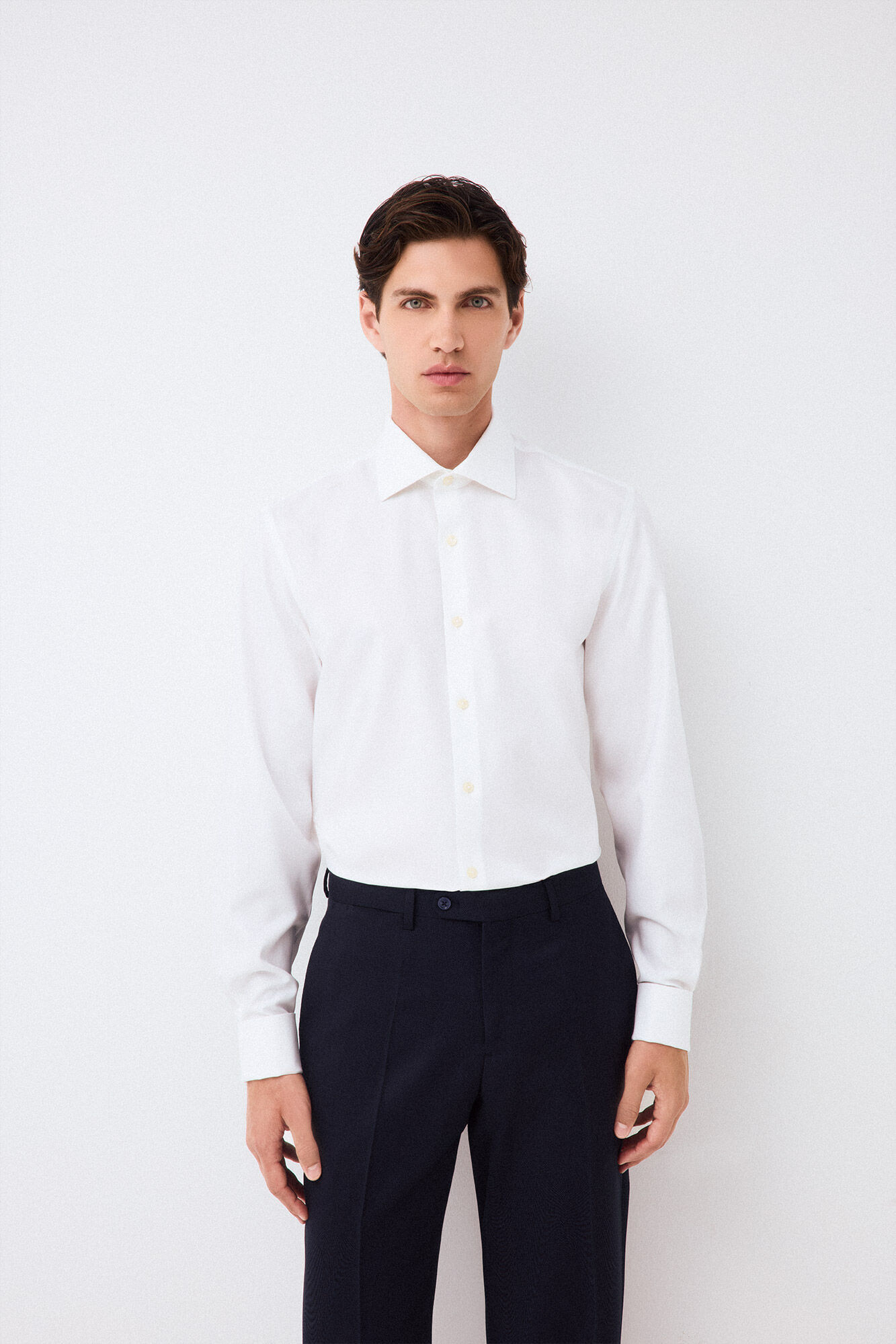 Pedro del Hierro Camisa de vestir lisa non iron + antimanchas punho duplo