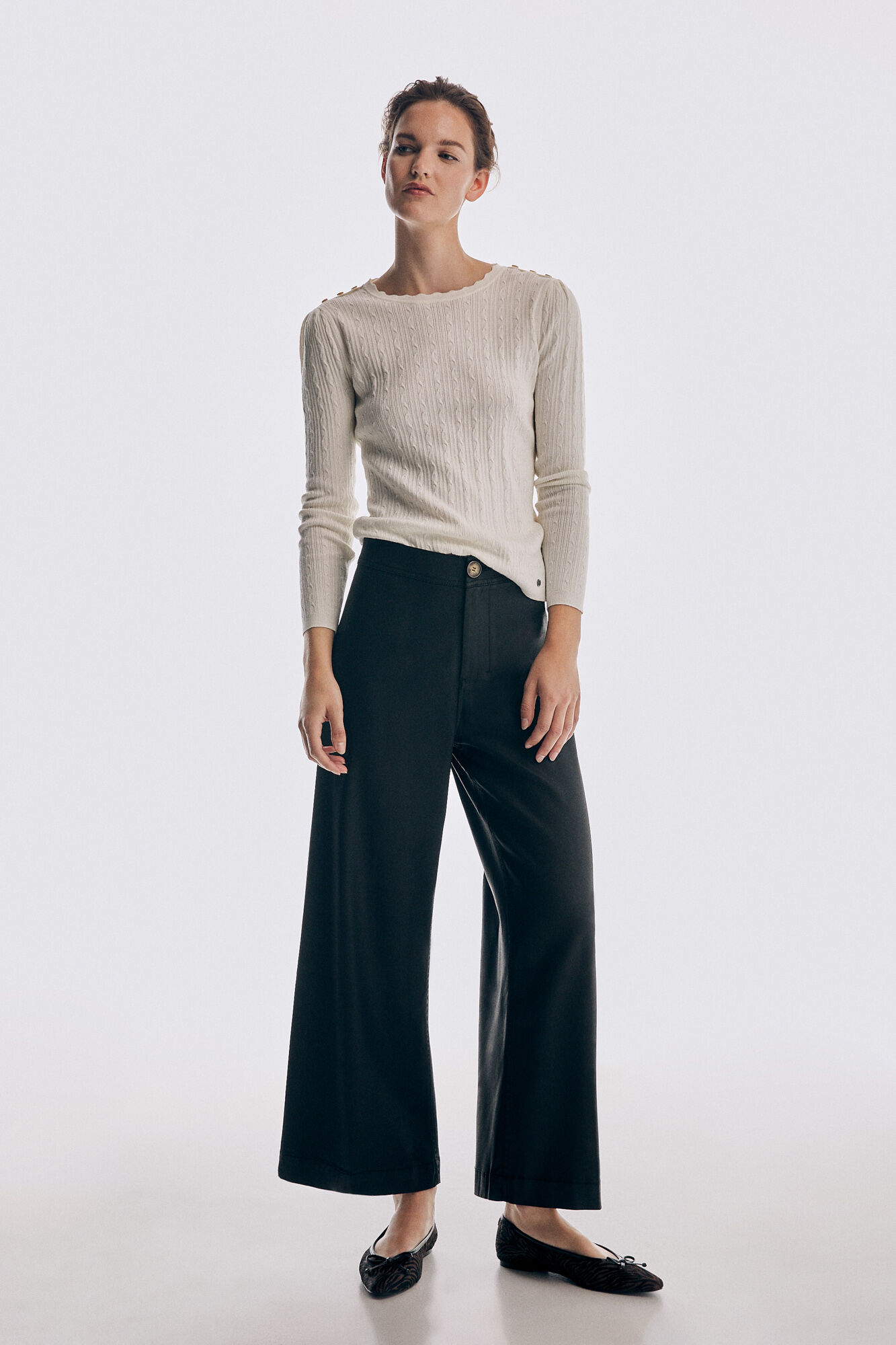 Pedro del Hierro Wide leg 100% TENCEL&reg; Lyocell seam-free trousers Black