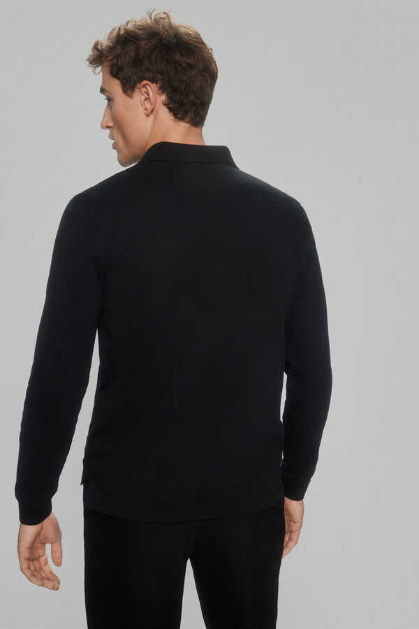 Pedro del Hierro Essential long-sleeved polo shirt Black
