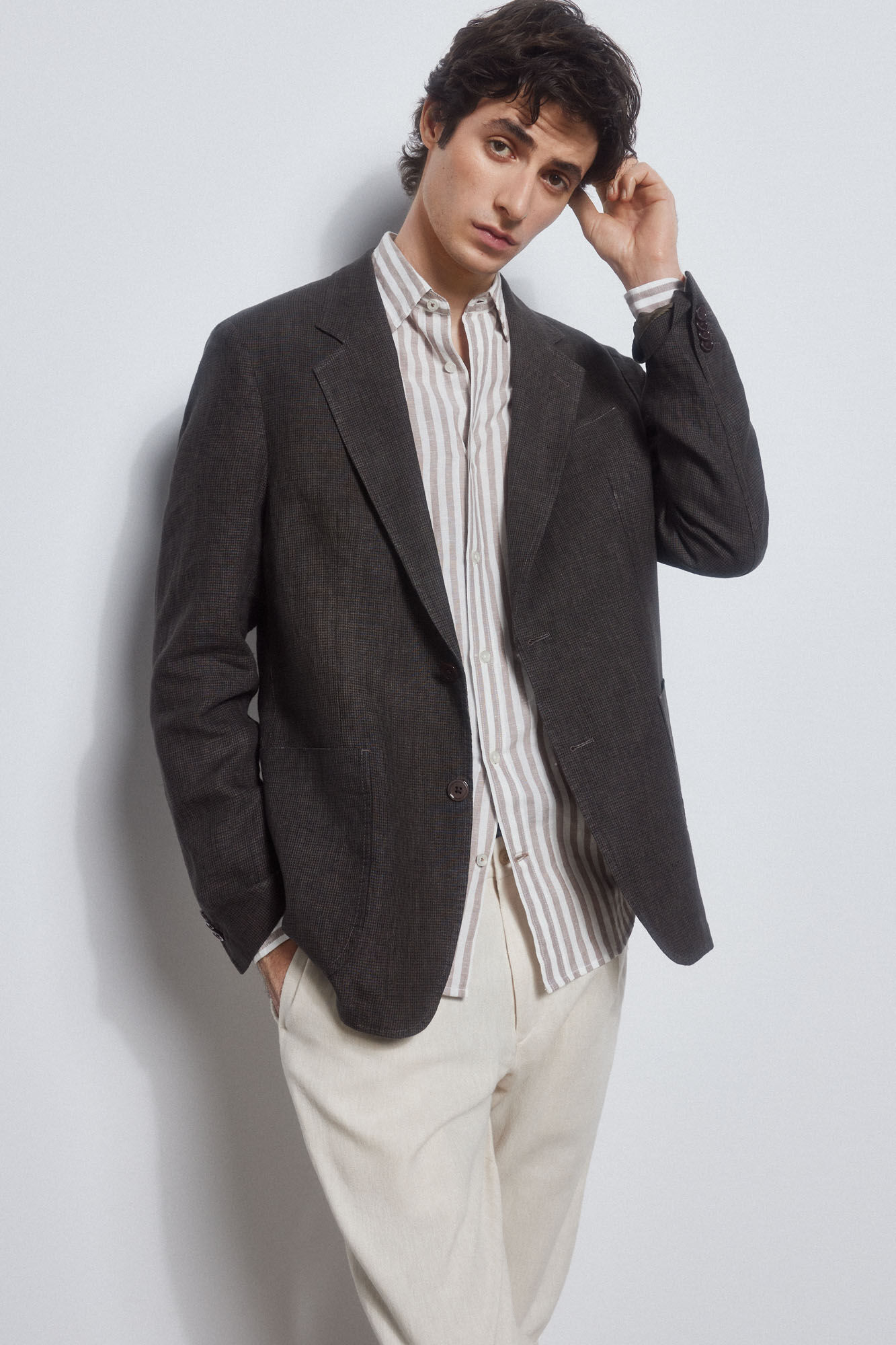 Pedro del Hierro Linen blazer Brown