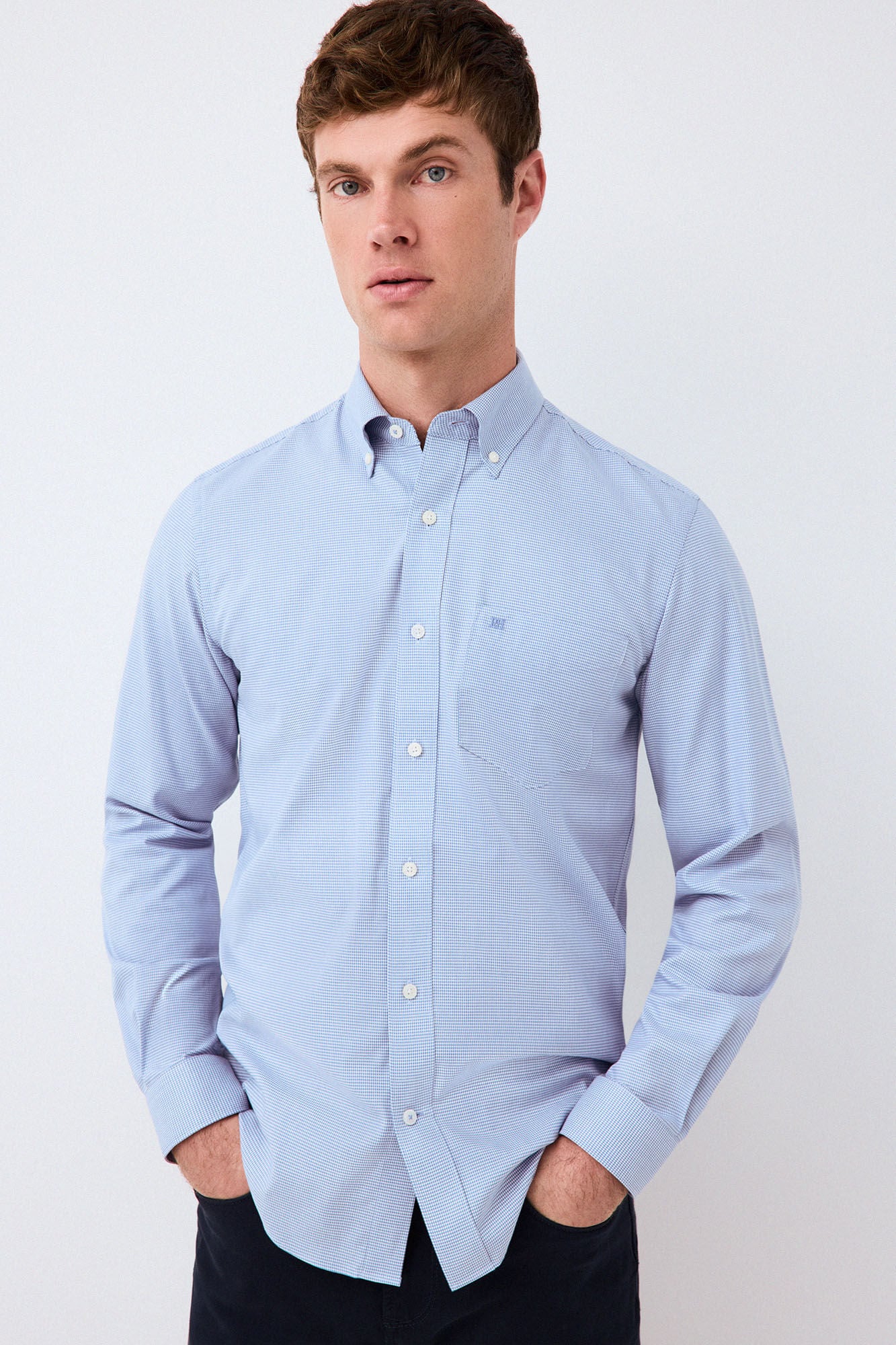 Pedro del Hierro Camisa em sarja micro pied-de-poule