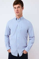 Pedro del Hierro Camisa em sarja micro pied-de-poule Azul
