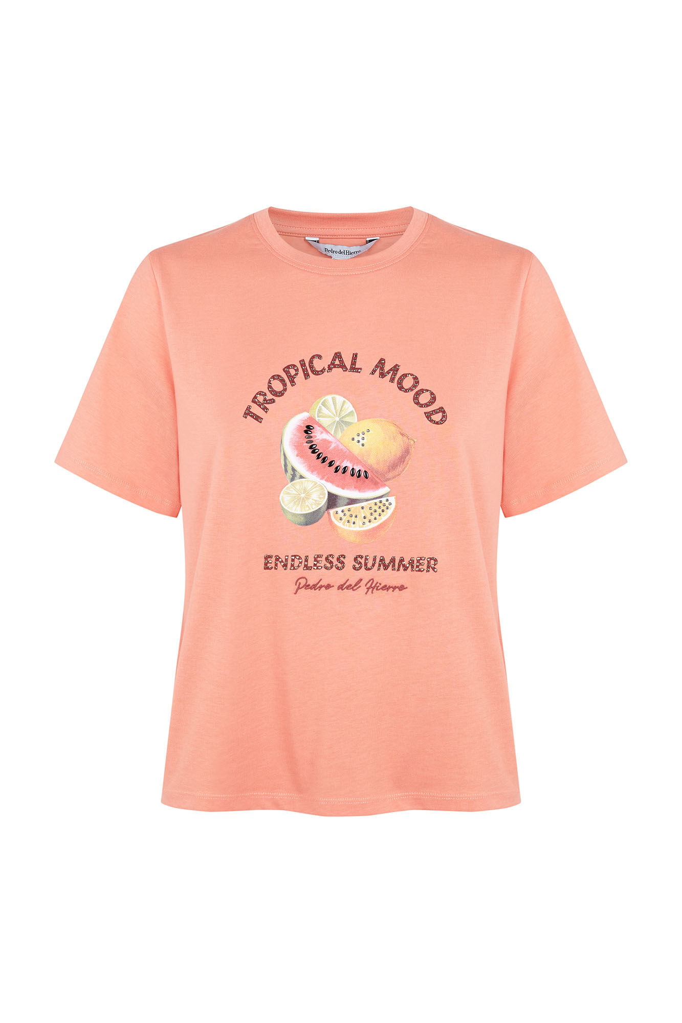 Pedro del Hierro Short sleeve T-shirt with front print Orange