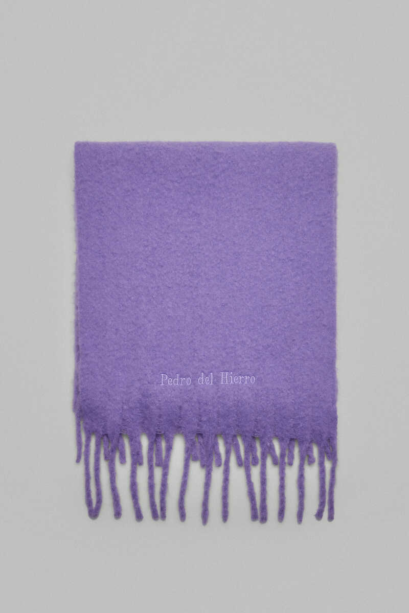 Pedro del Hierro Mohair-feel embroidered logo scarf Purple