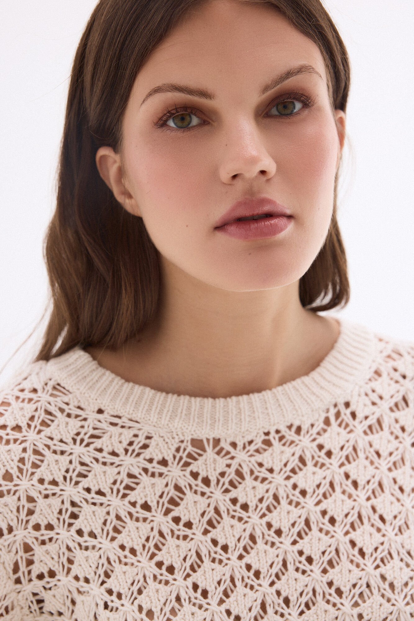 Pedro del Hierro Textured openwork knit top Ecru