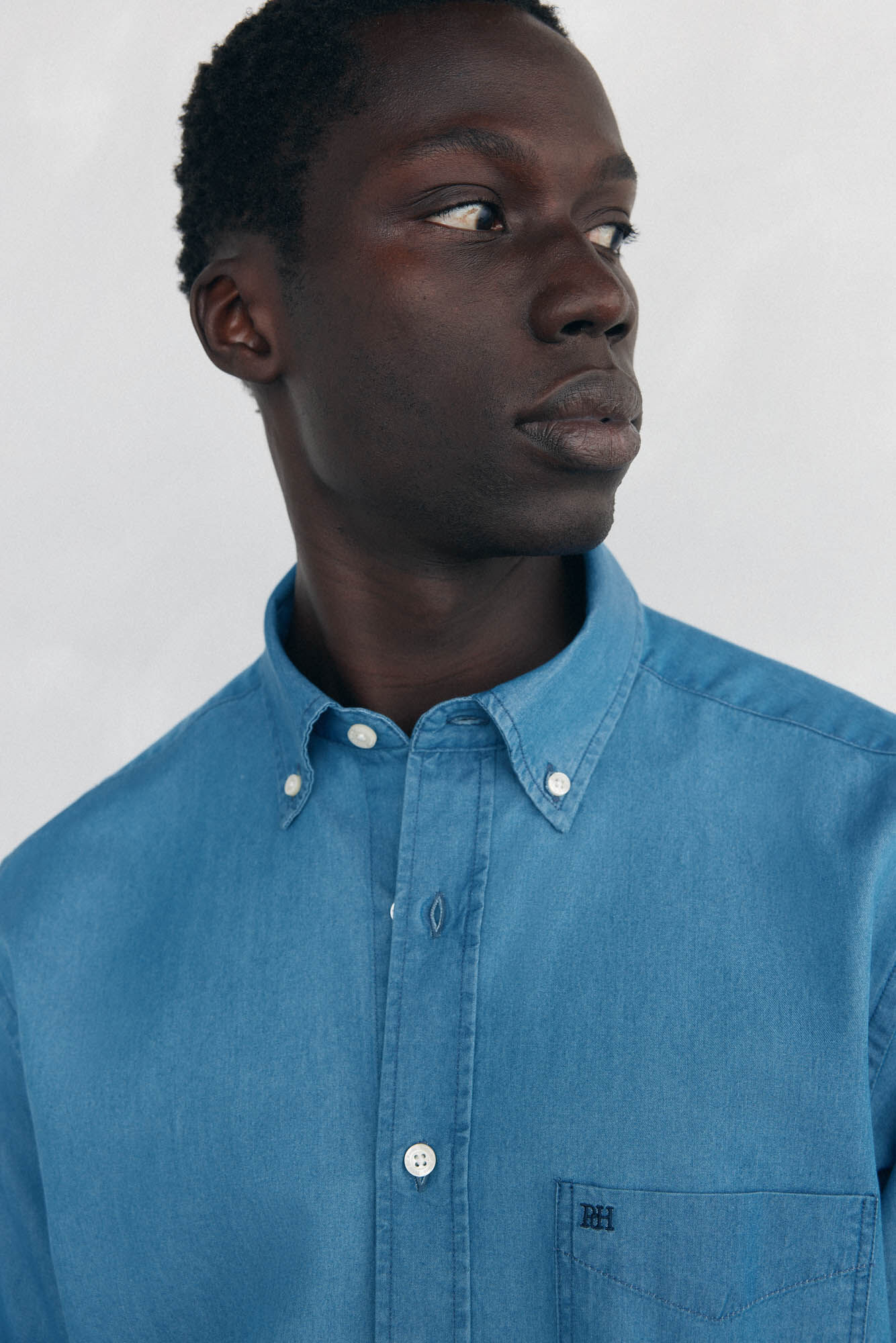 Pedro del Hierro Italian fabric denim shirt Blue