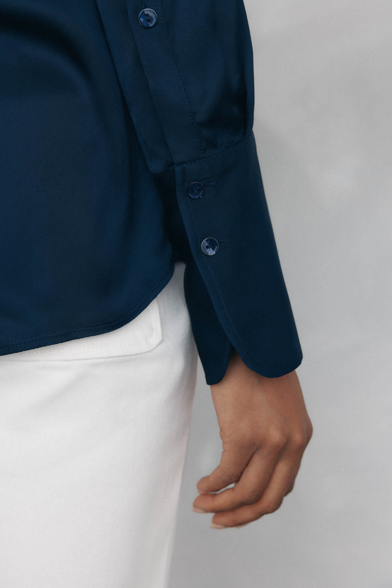 Pedro del Hierro Camisa sat&eacute;n lisa Azul