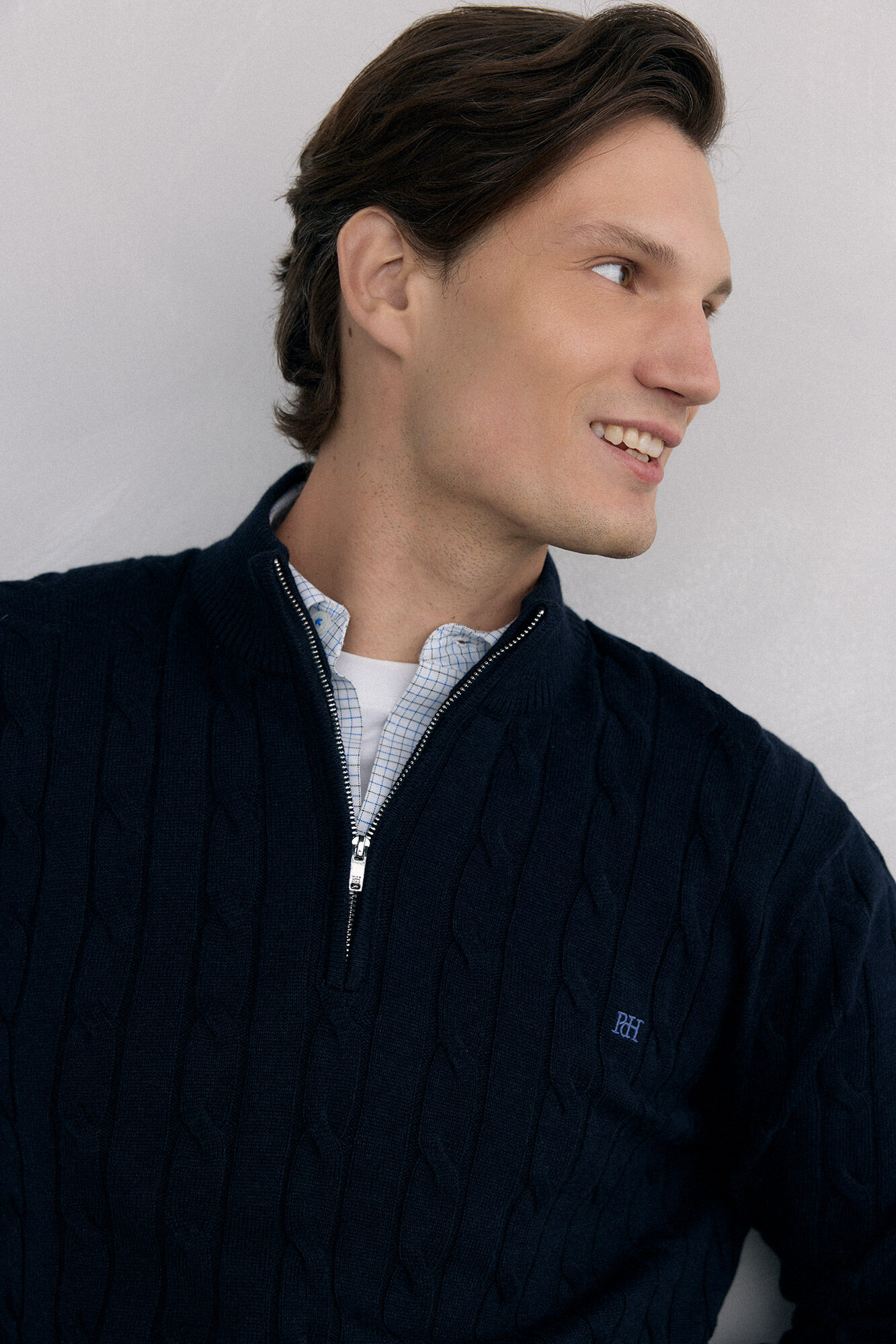 Pedro del Hierro Jersey cuello camionero Azul