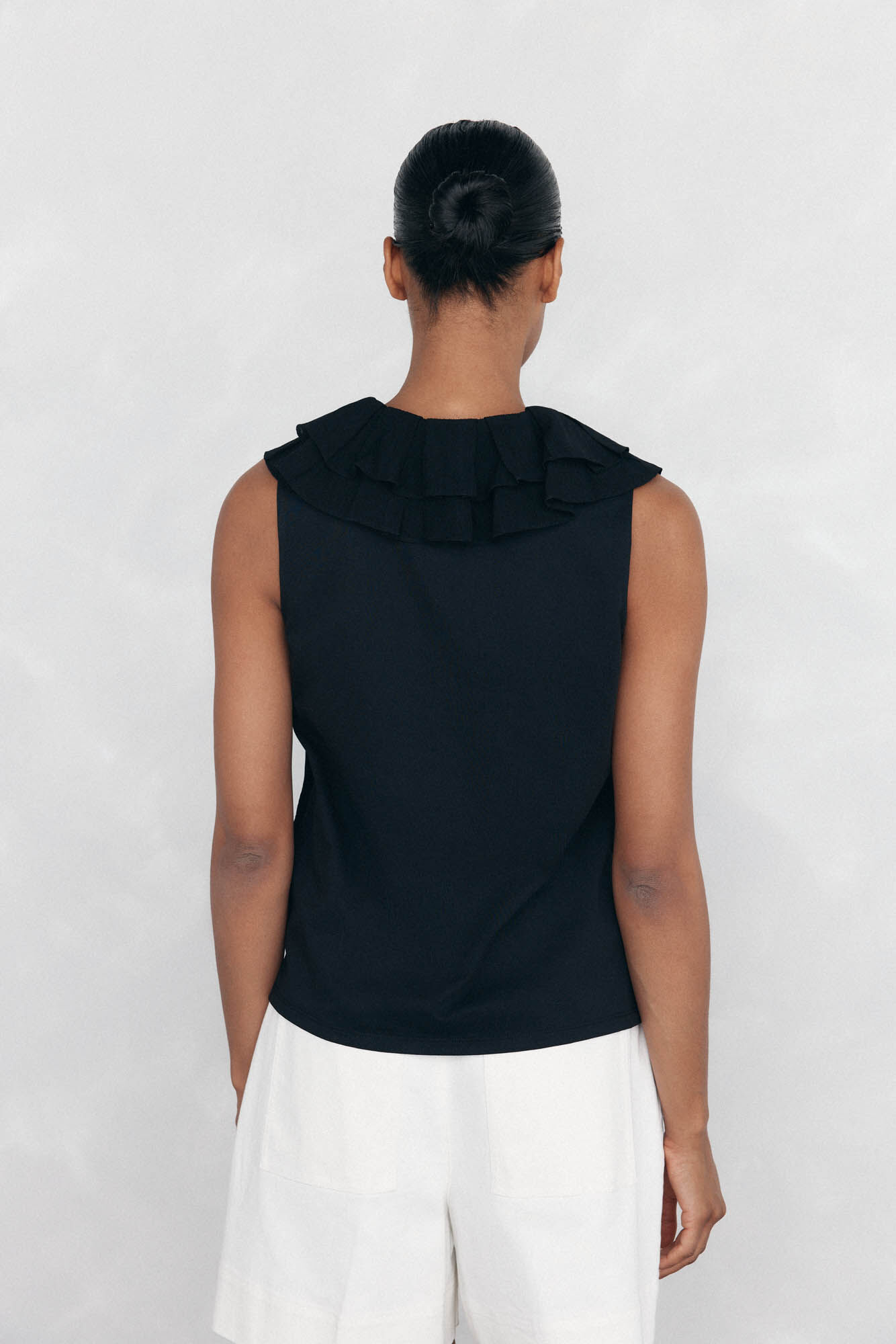 Pedro del Hierro Ruffled T-shirt Black