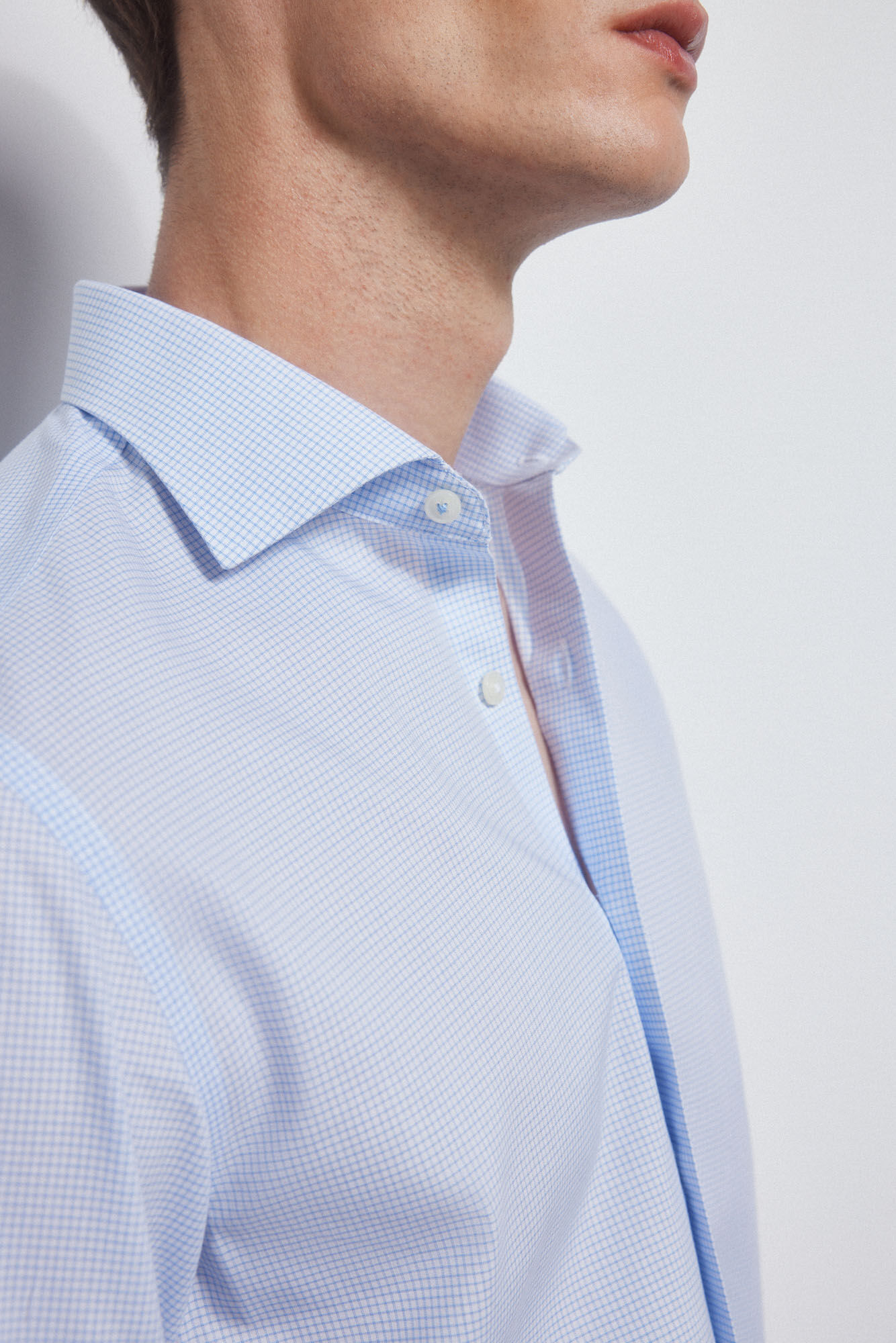 Pedro del Hierro Checked non-iron + stain-resistant shirt Blue