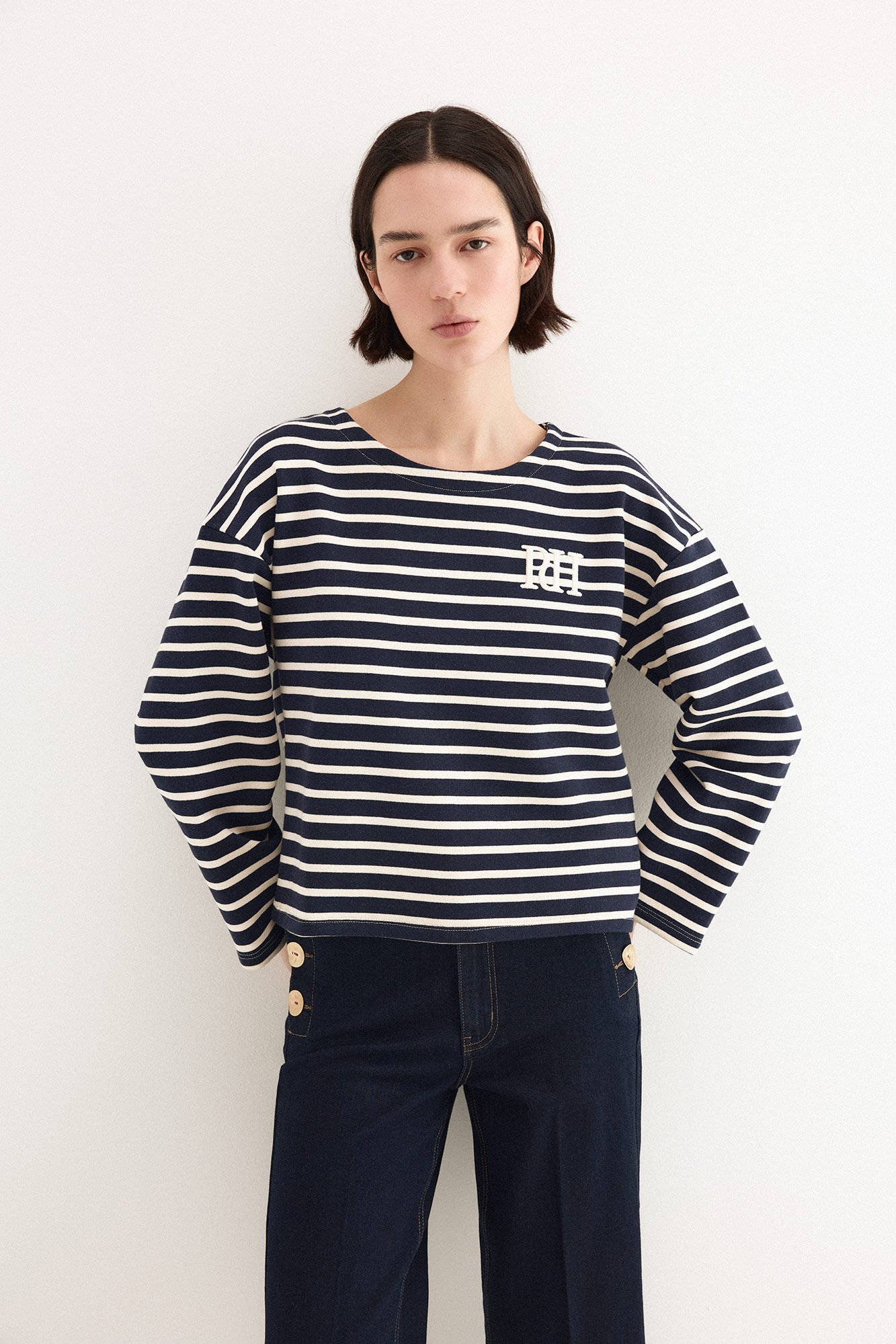 Pedro del Hierro Striped pdh logo sweatshirt