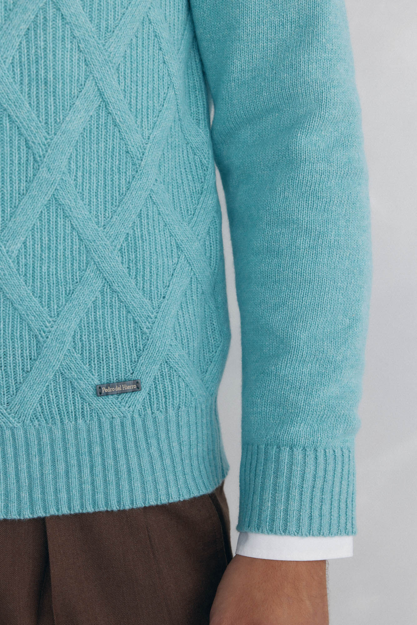 Pedro del Hierro round neck diamond-shaped sweater Blue