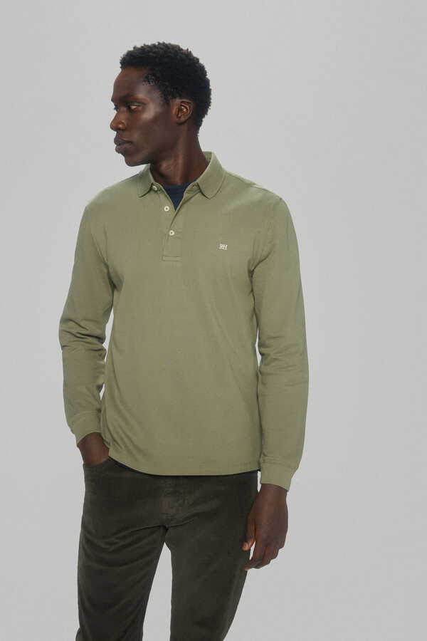 Pedro del Hierro Essential long-sleeved polo shirt Green