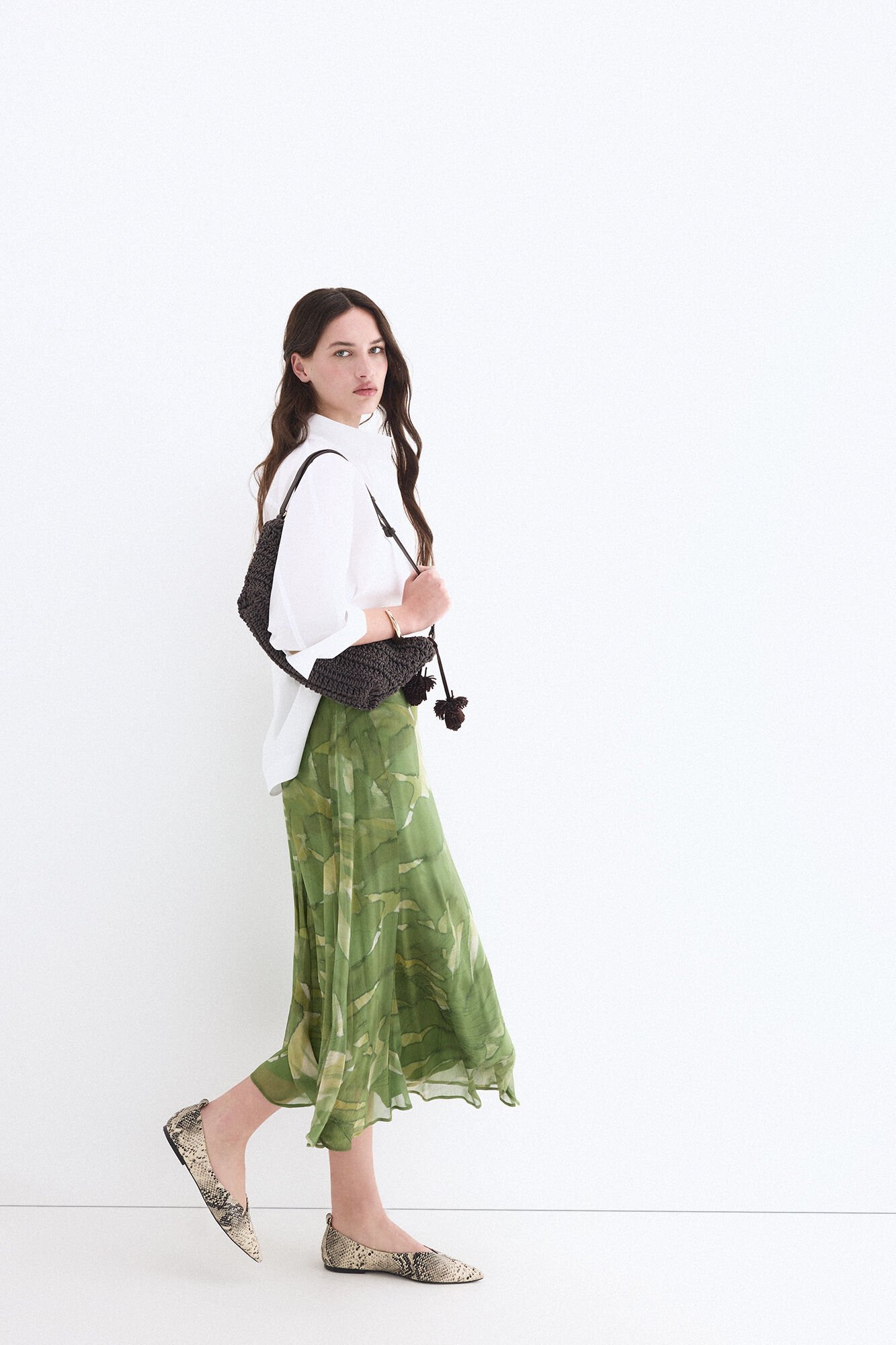 Pedro del Hierro Printed cut detail skirt Green