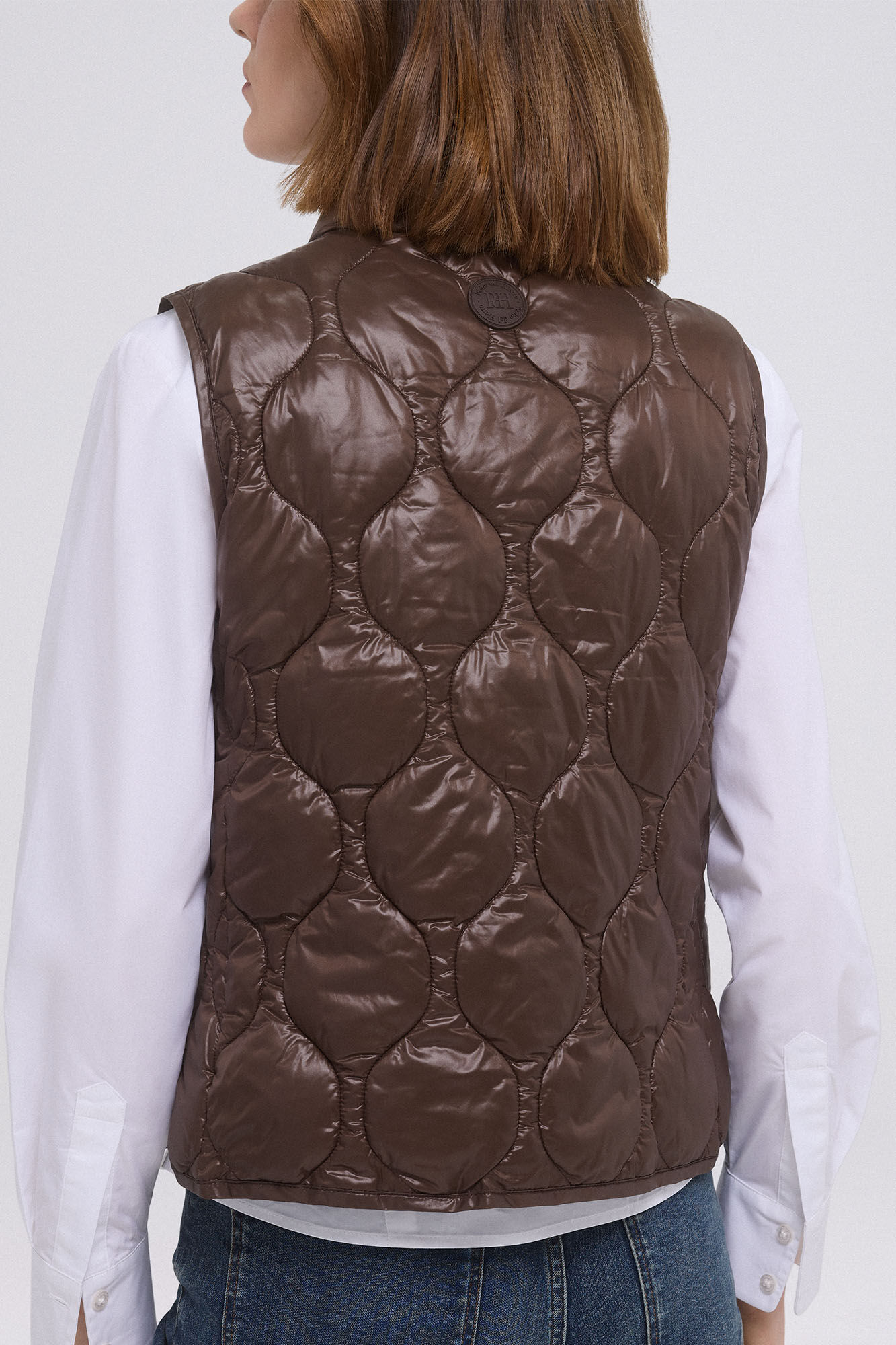 Pedro del Hierro Chaleco acolchado cuello Marr&oacute;n