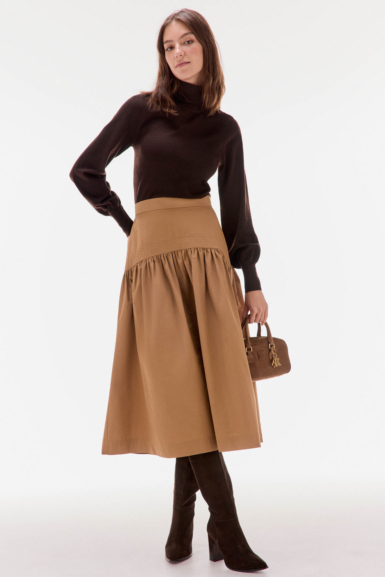 TFP by Tamara Falc&oacute; Puffed taffeta skirt Beige