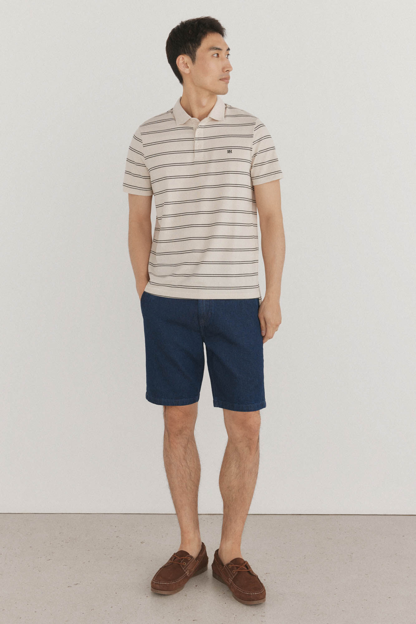 Pedro del Hierro Striped polo shirt Beige