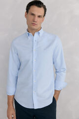 Pedro del Hierro Camisa ic&oacute;nica em oxford lisa Azul