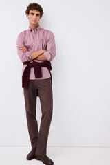 Pedro del Hierro Houndstooth micro shirt Burgundy