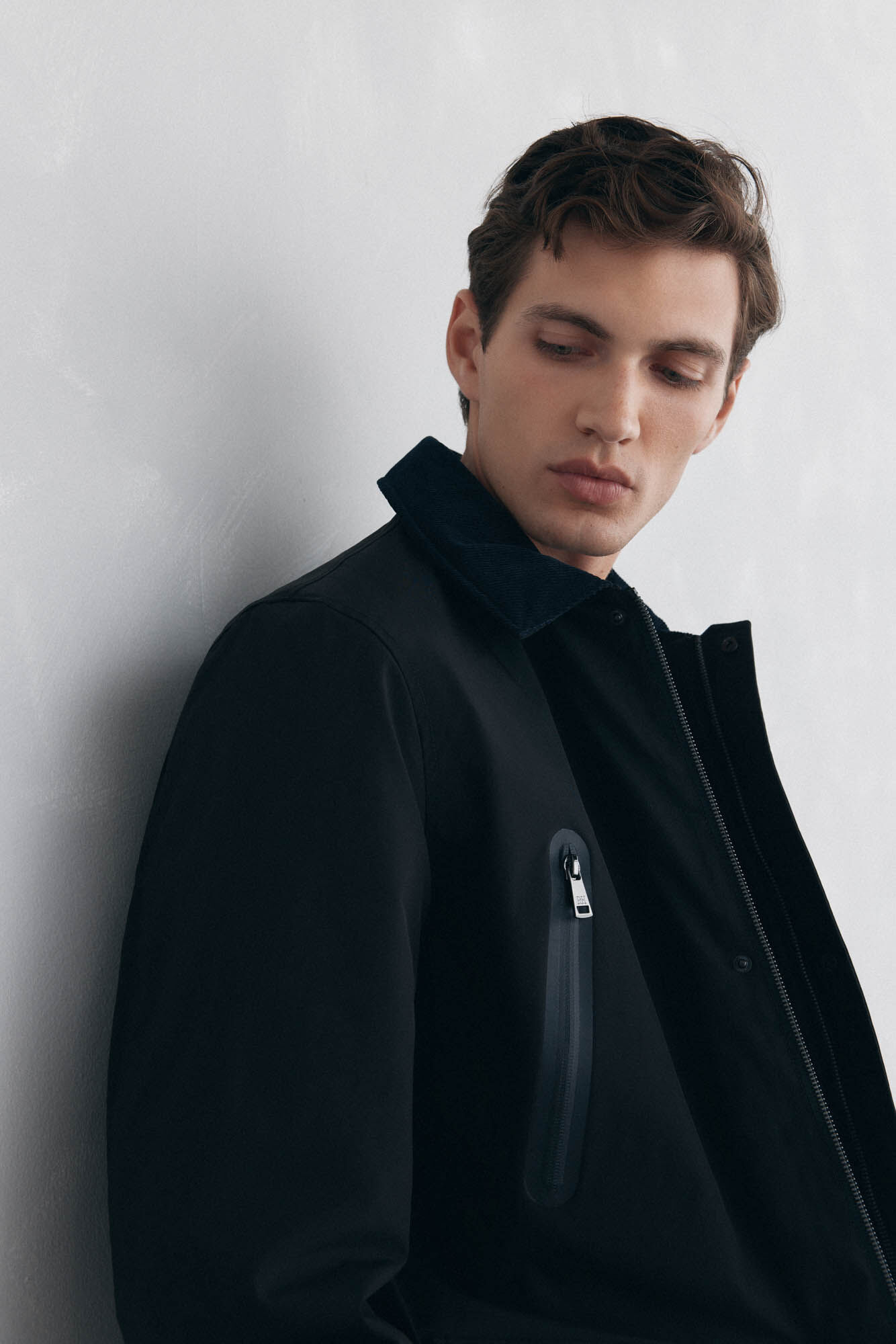 Pedro del Hierro Water-repellent zip fastening jacket Black