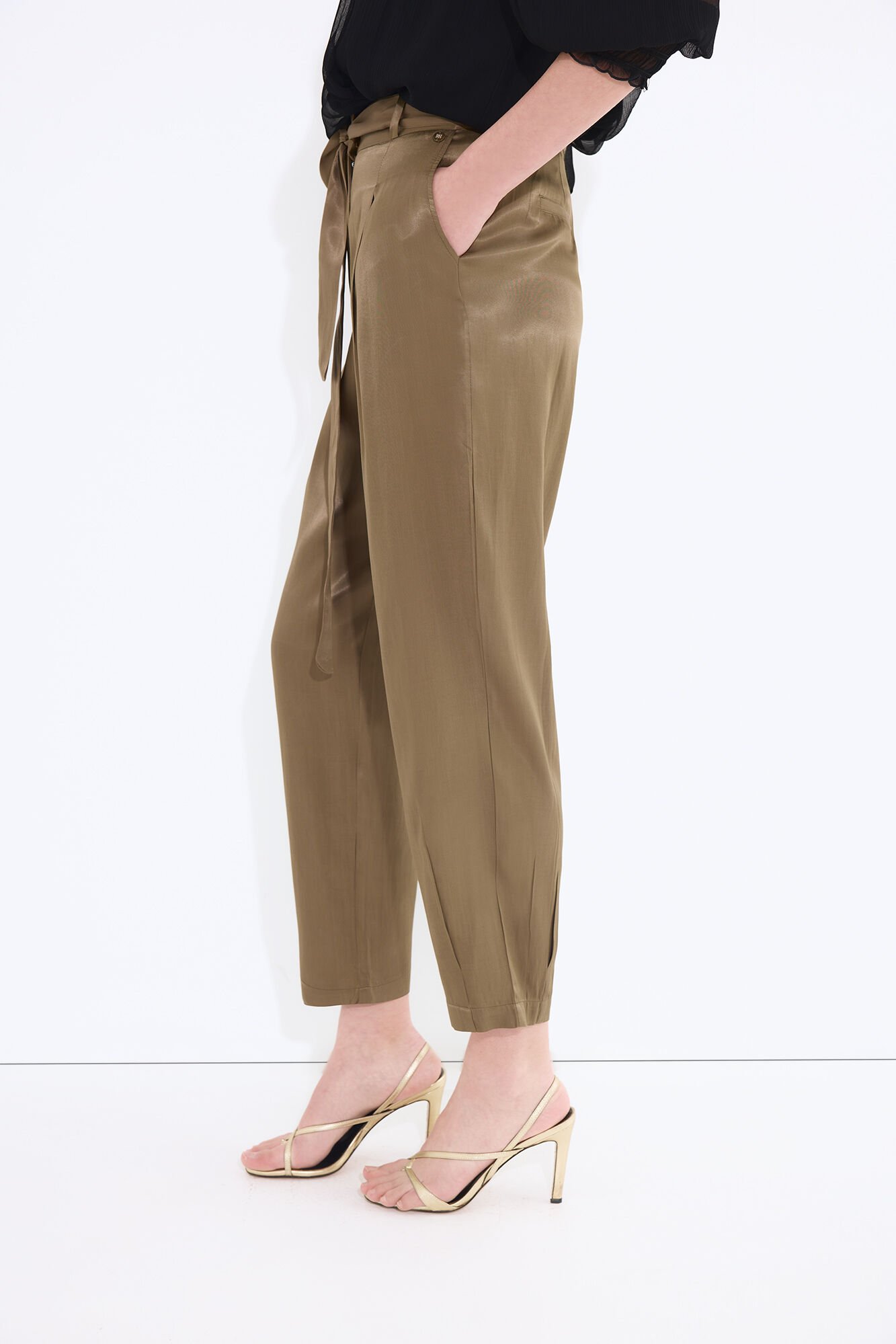 Pedro del Hierro Green satin trousers Green