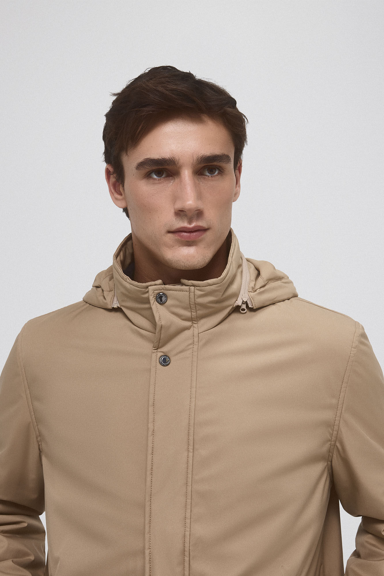 Pedro del Hierro Waterproof raincoat with detachable hood Beige