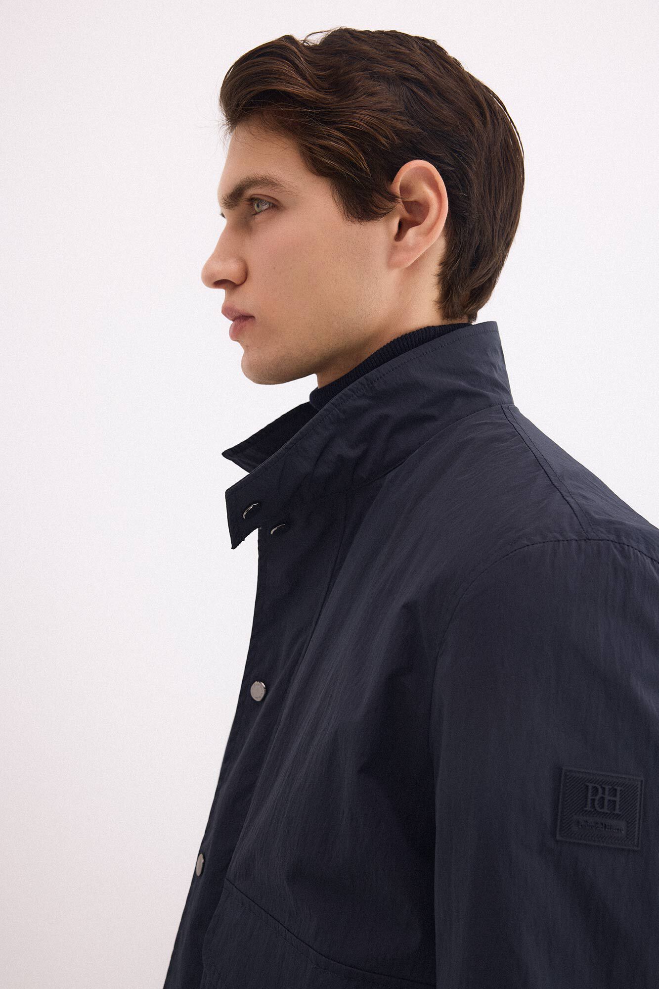 Pedro del Hierro Lightweight contrast neck jacket Blue