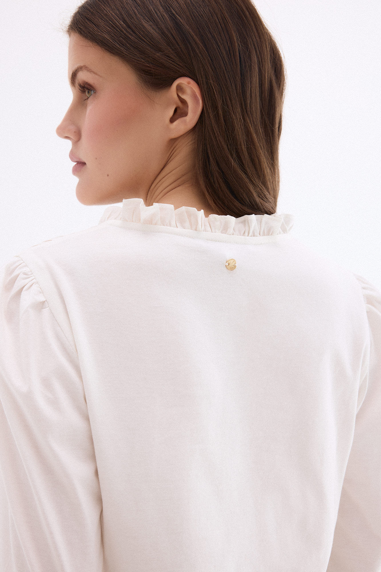 Pedro del Hierro Combined ruffled T-shirt White