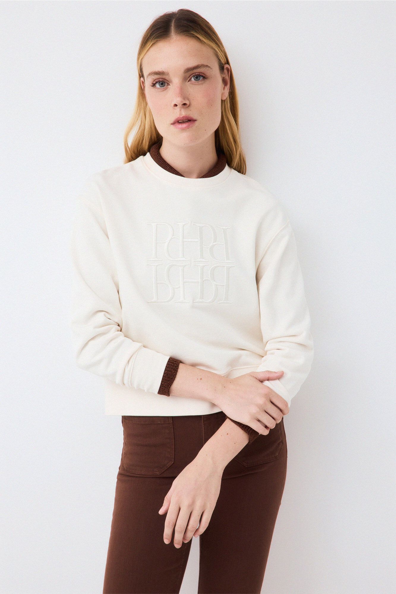 Pedro del Hierro Logo sweatshirt Ecru