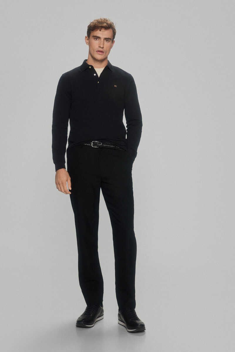 Pedro del Hierro Essential long-sleeved polo shirt Black