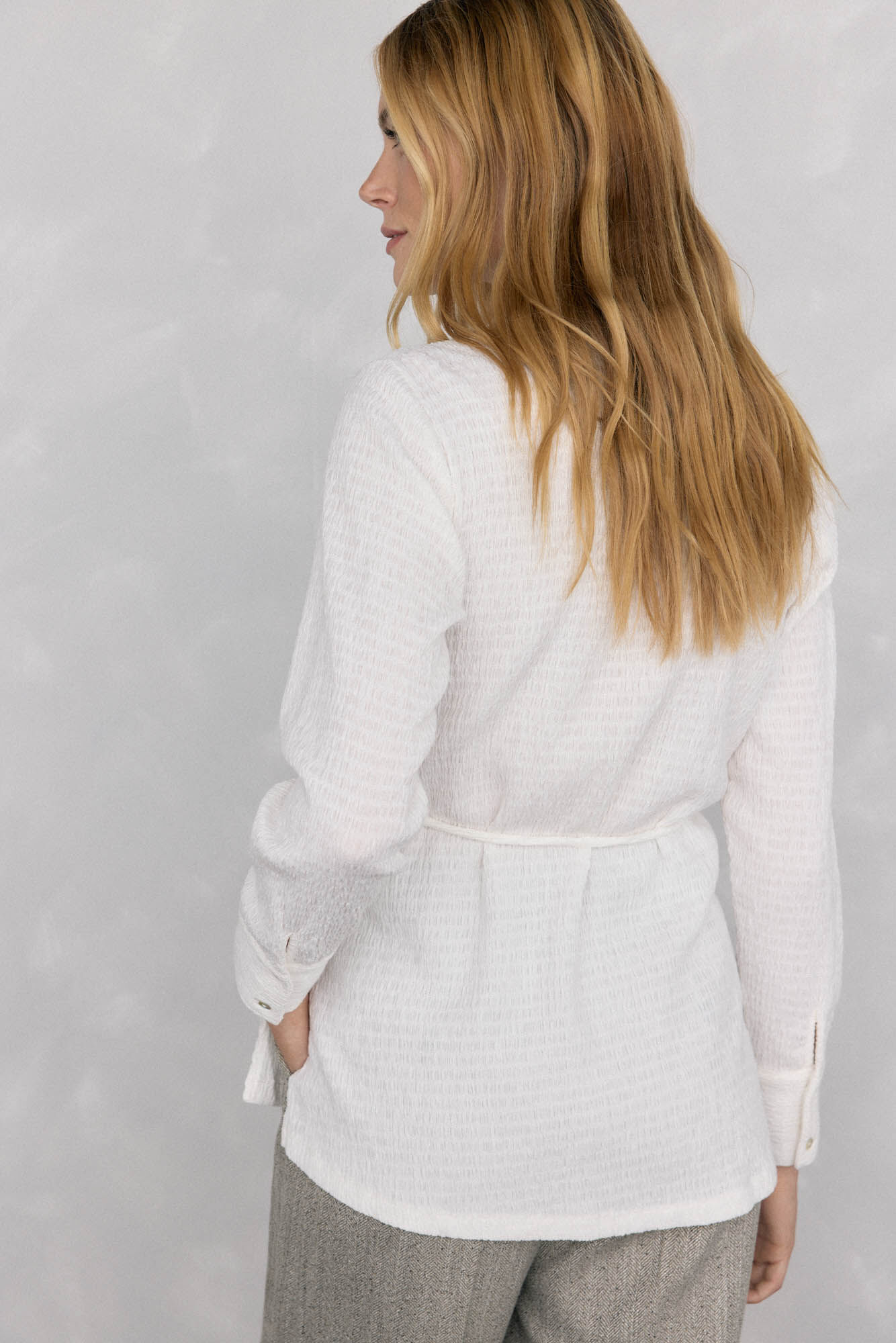 Pedro del Hierro Textured neck shirt White