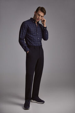 Pedro del Hierro Checked slim fit non-iron viroblock shirt Blue