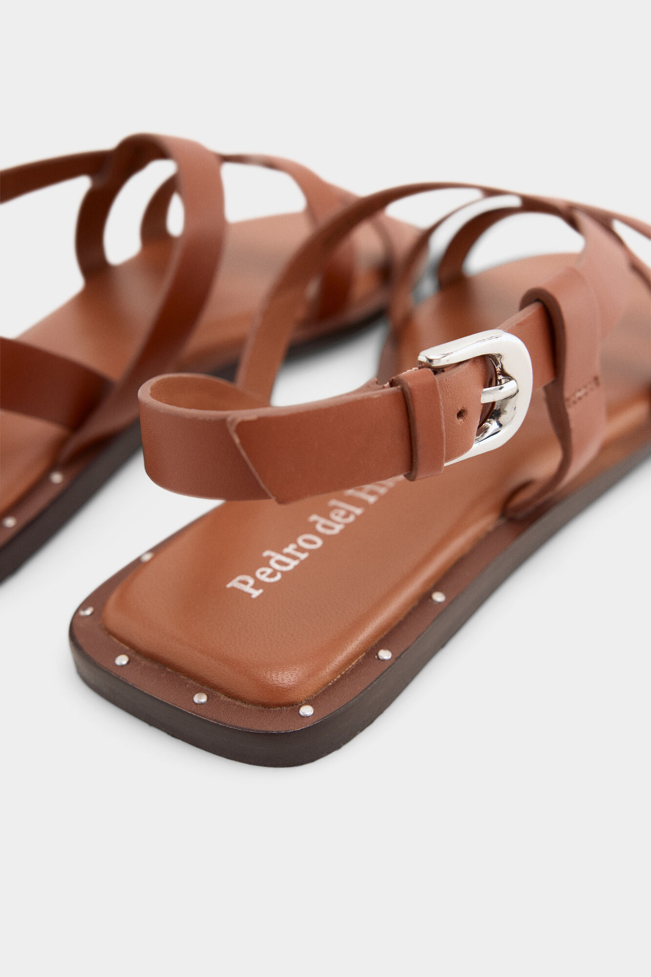 Pedro del Hierro Leather strap sandal Red