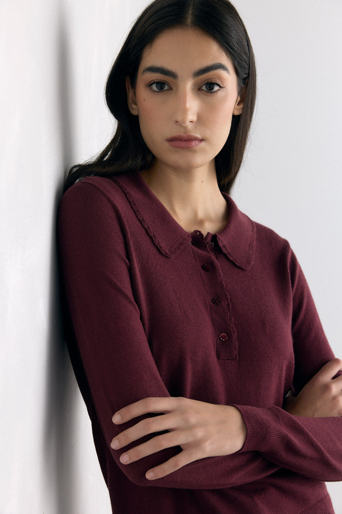 Pedro del Hierro Jersey-knit polo neck jumper Burgundy