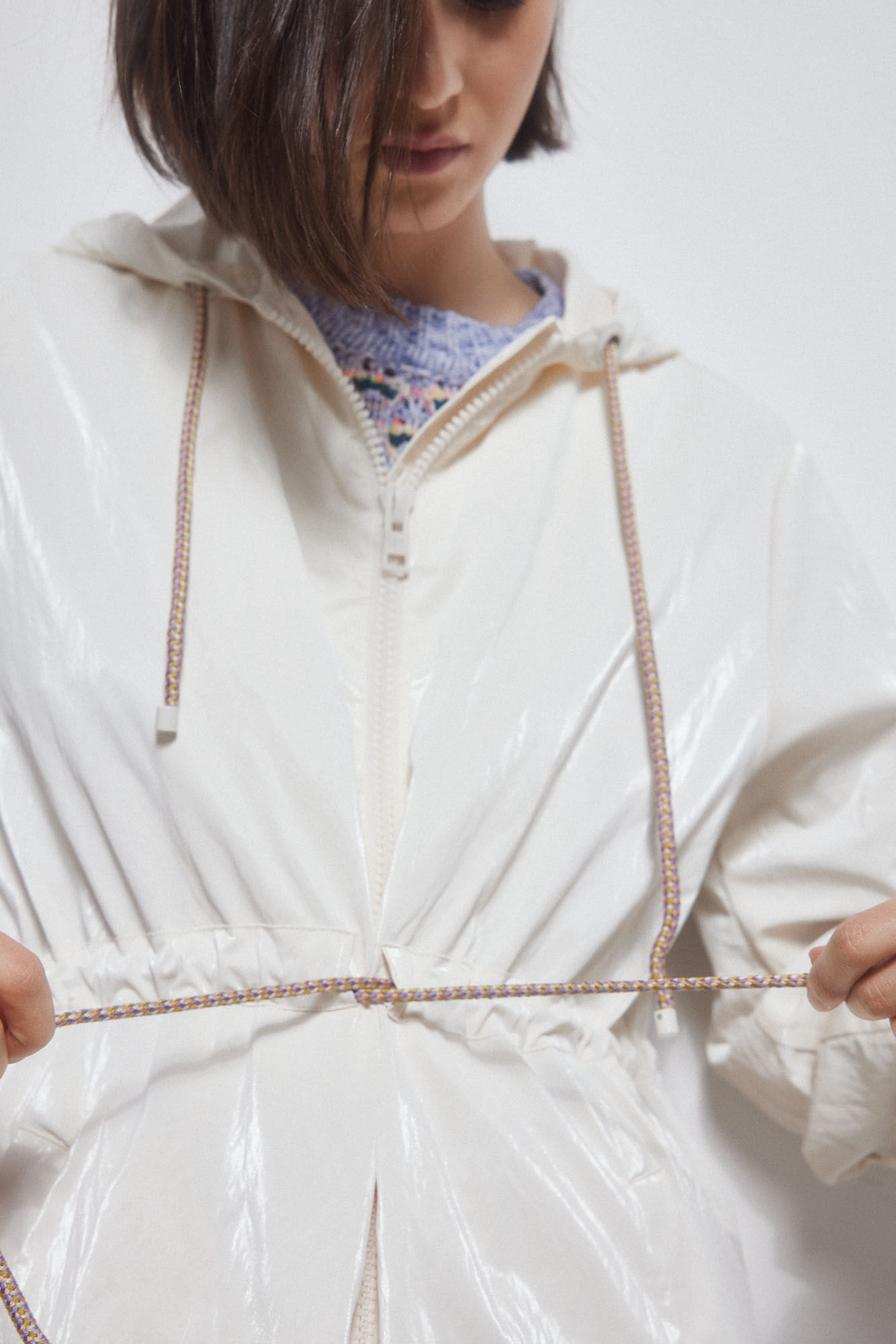 Pedro del Hierro Long hooded parka Ecru