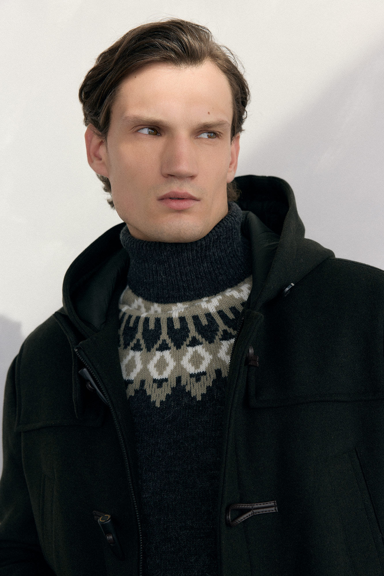 Pedro del Hierro Wool trench coat with alamares Green