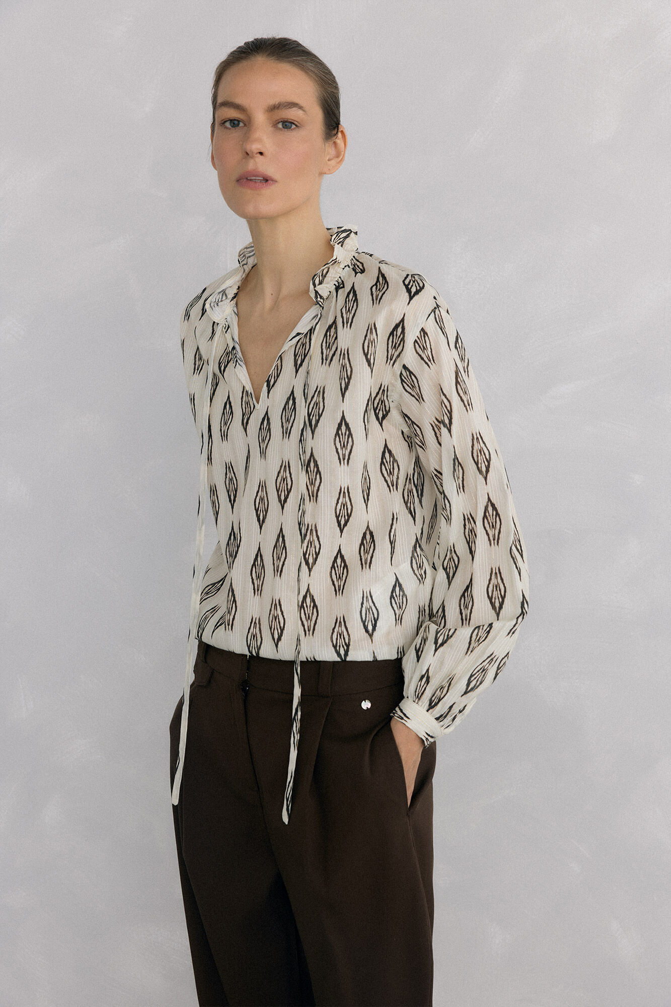 Pedro del Hierro Blusa estampada Marfim