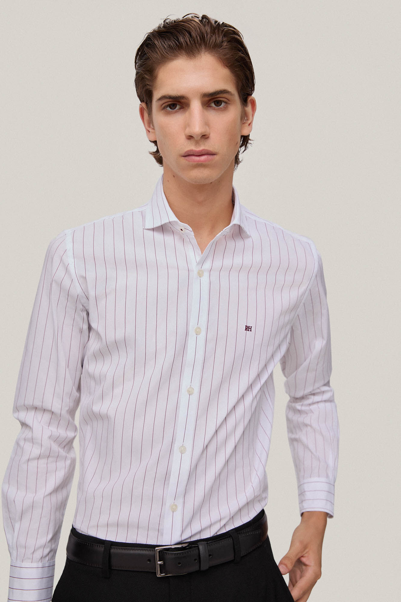 Pedro del Hierro Camisa rayas slim facil plancha libre de olores Purple